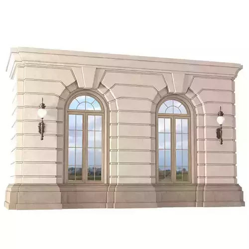 Arched rusticated facade Wall window arch 3D model