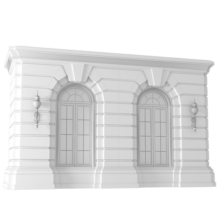 Arched rusticated facade Wall window arch 3D model_2