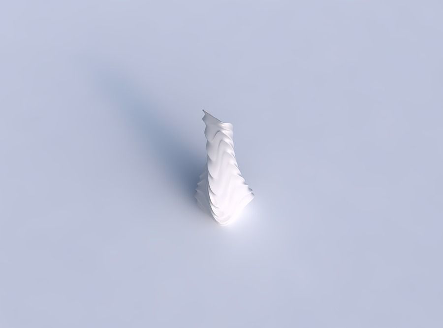 Vase twisted top bent rectangle 2 with curved horizontal wavy... 3D print model_1