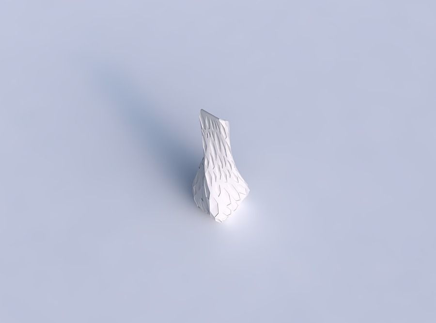 Vase twisted top bent rectangle 2 with crystal dents 3D print model_1