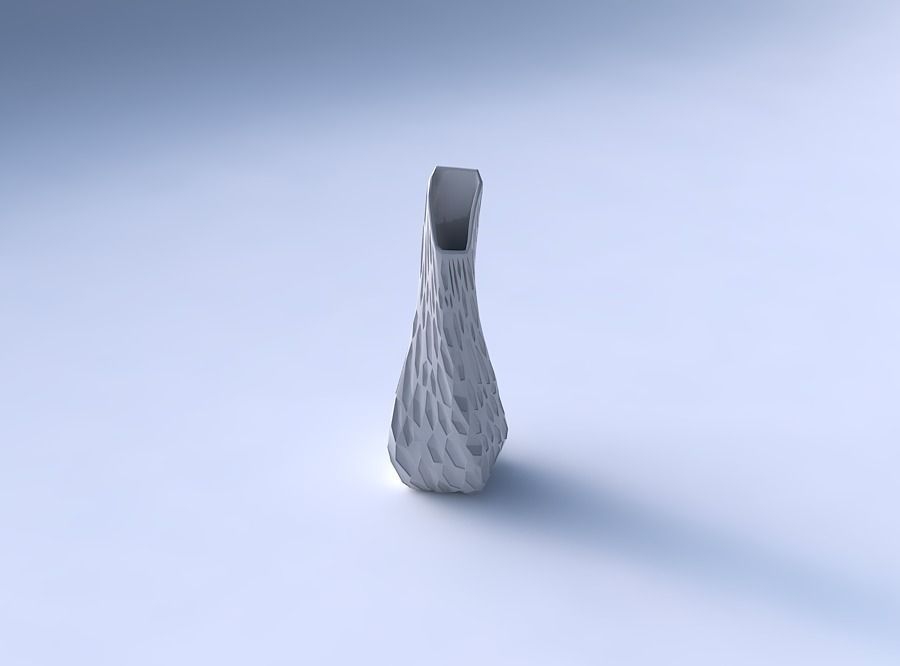 Vase twisted top bent rectangle 2 with crystal dents 3D print model_3