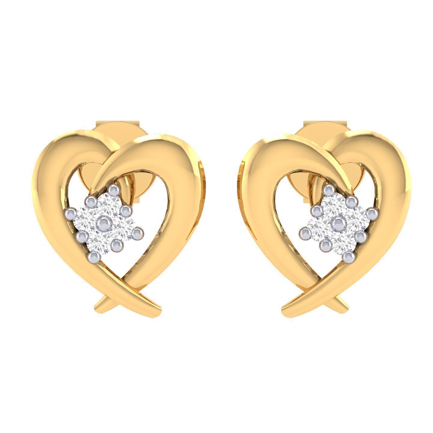 Women Heart Earrings 3dm stl render detail 3D print model_6