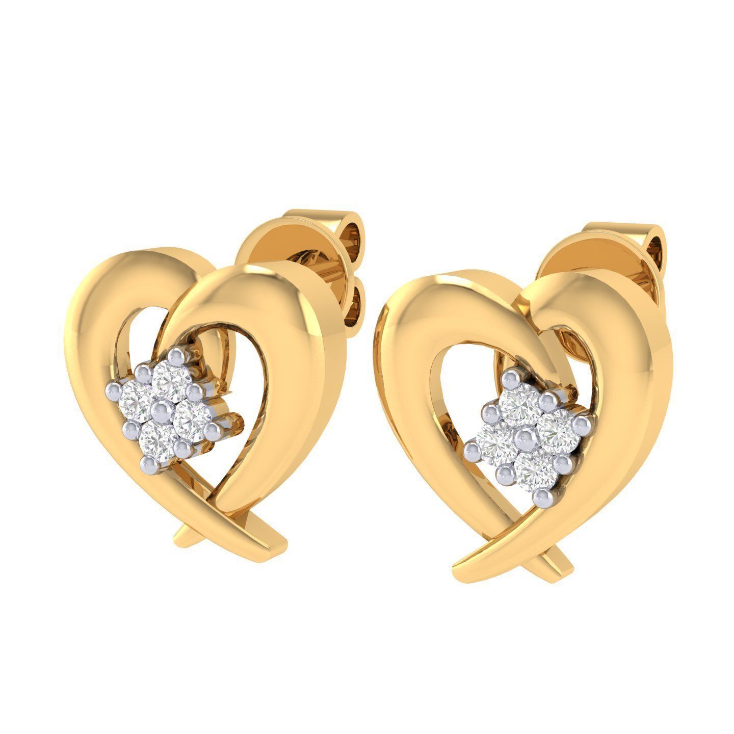 Women Heart Earrings 3dm stl render detail 3D print model_8