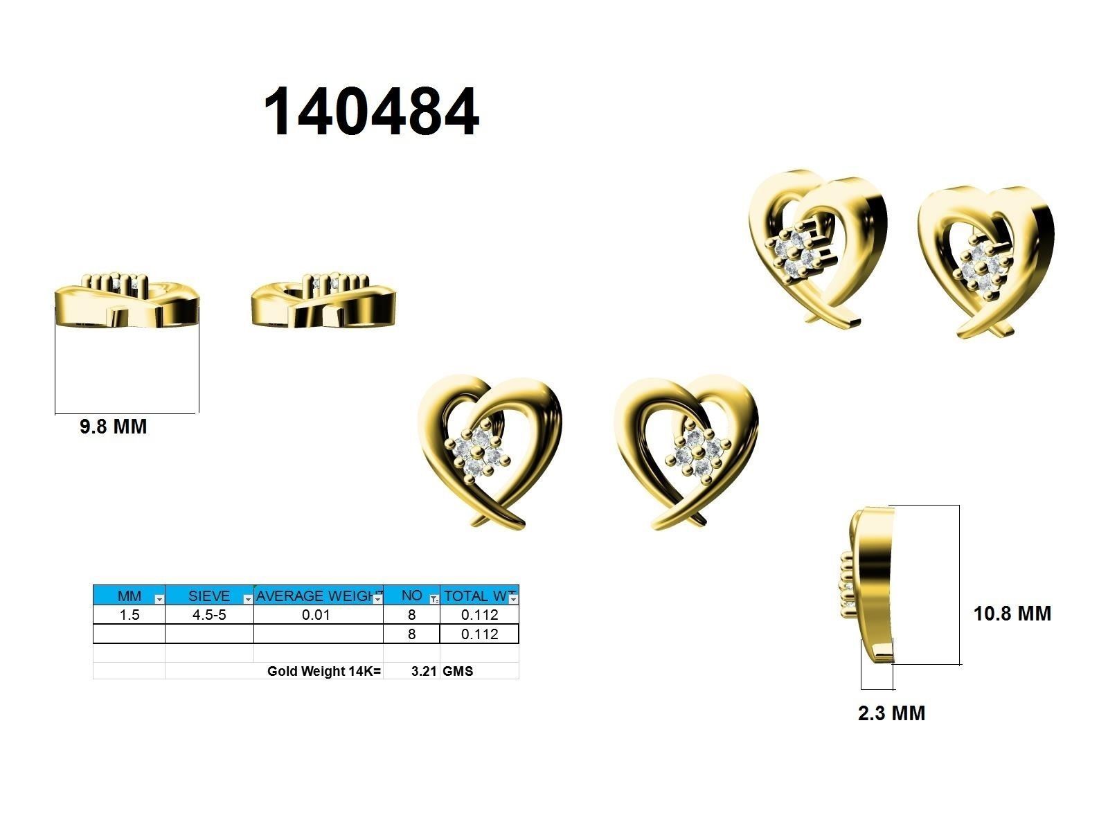 Women Heart Earrings 3dm stl render detail 3D print model_9