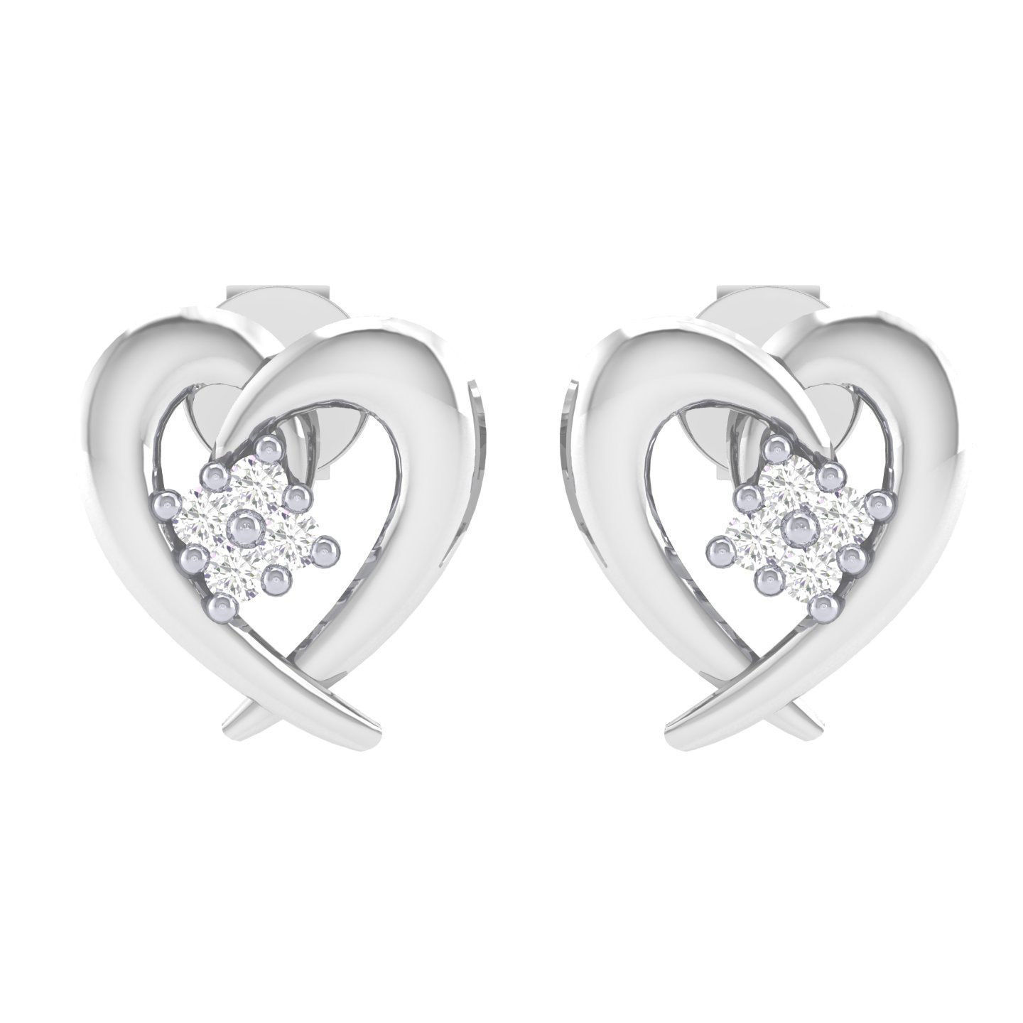 Women Heart Earrings 3dm stl render detail 3D print model_3