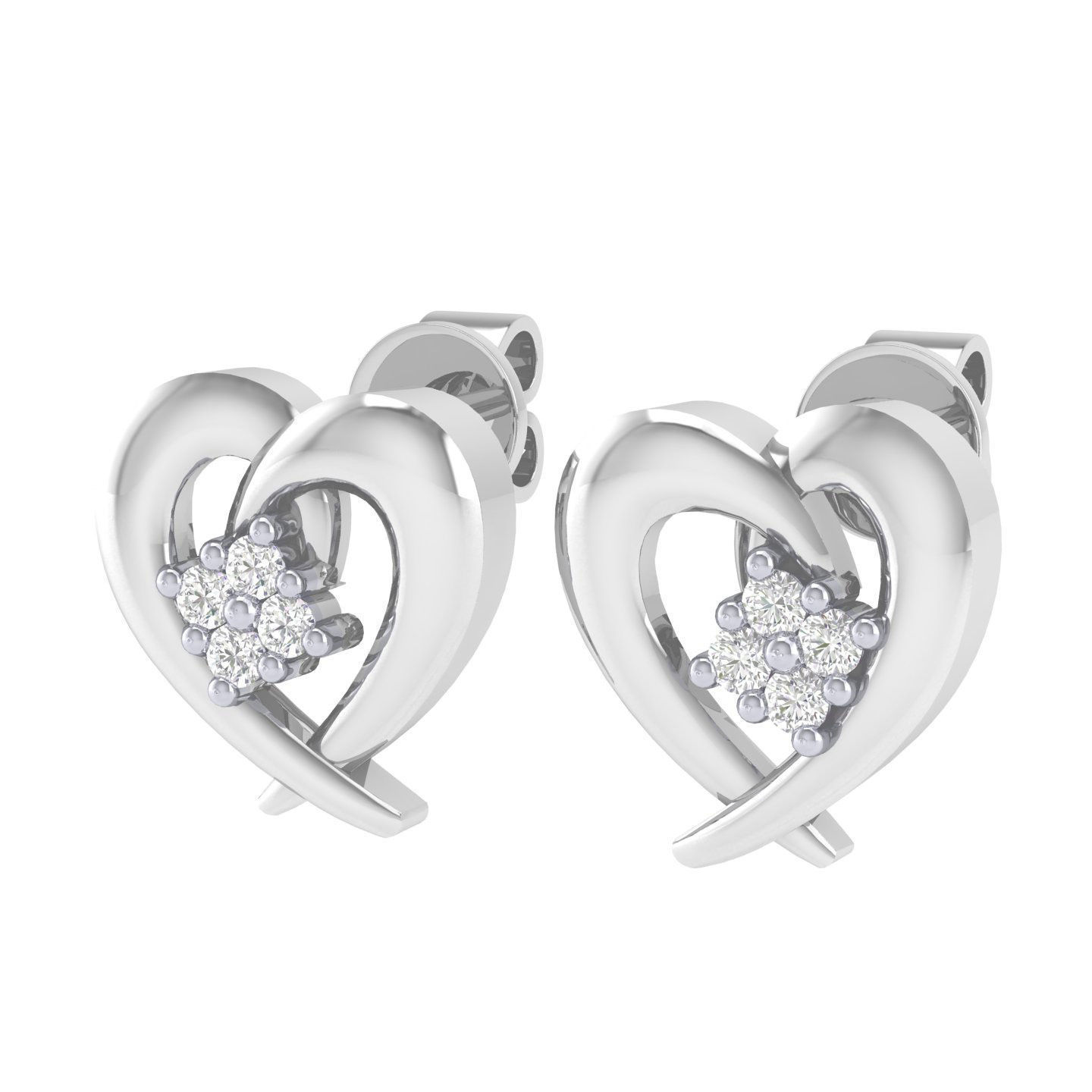 Women Heart Earrings 3dm stl render detail 3D print model_5