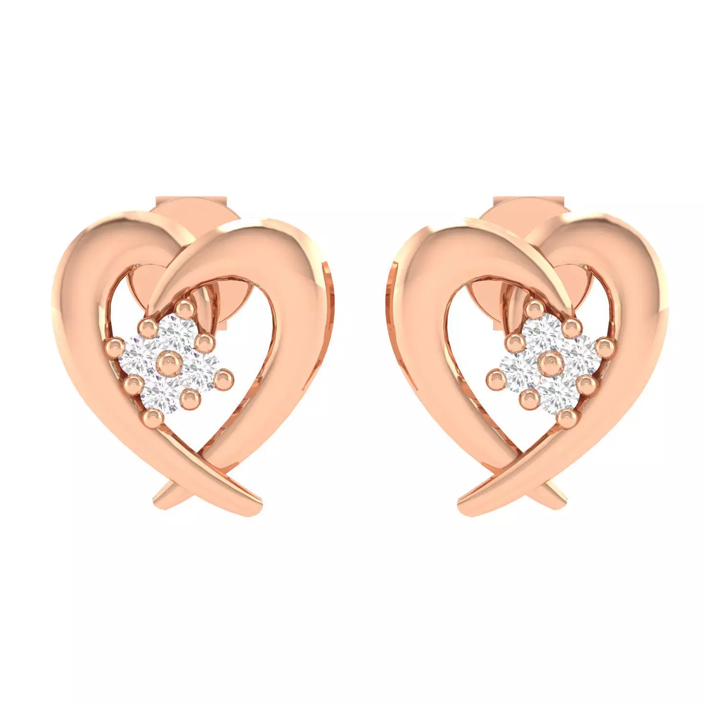 Women Heart Earrings 3dm stl render detail 3D print model_0