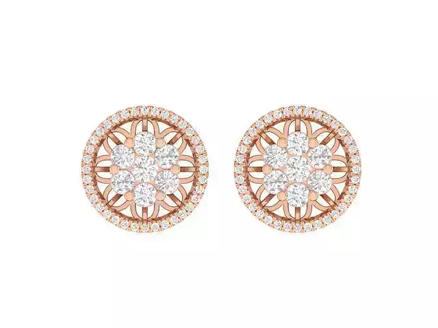 Women Round Earrings 3dm stl render detail