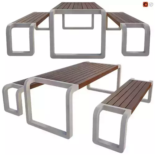 Concrete Bench  Table on Industrial Design    3D model