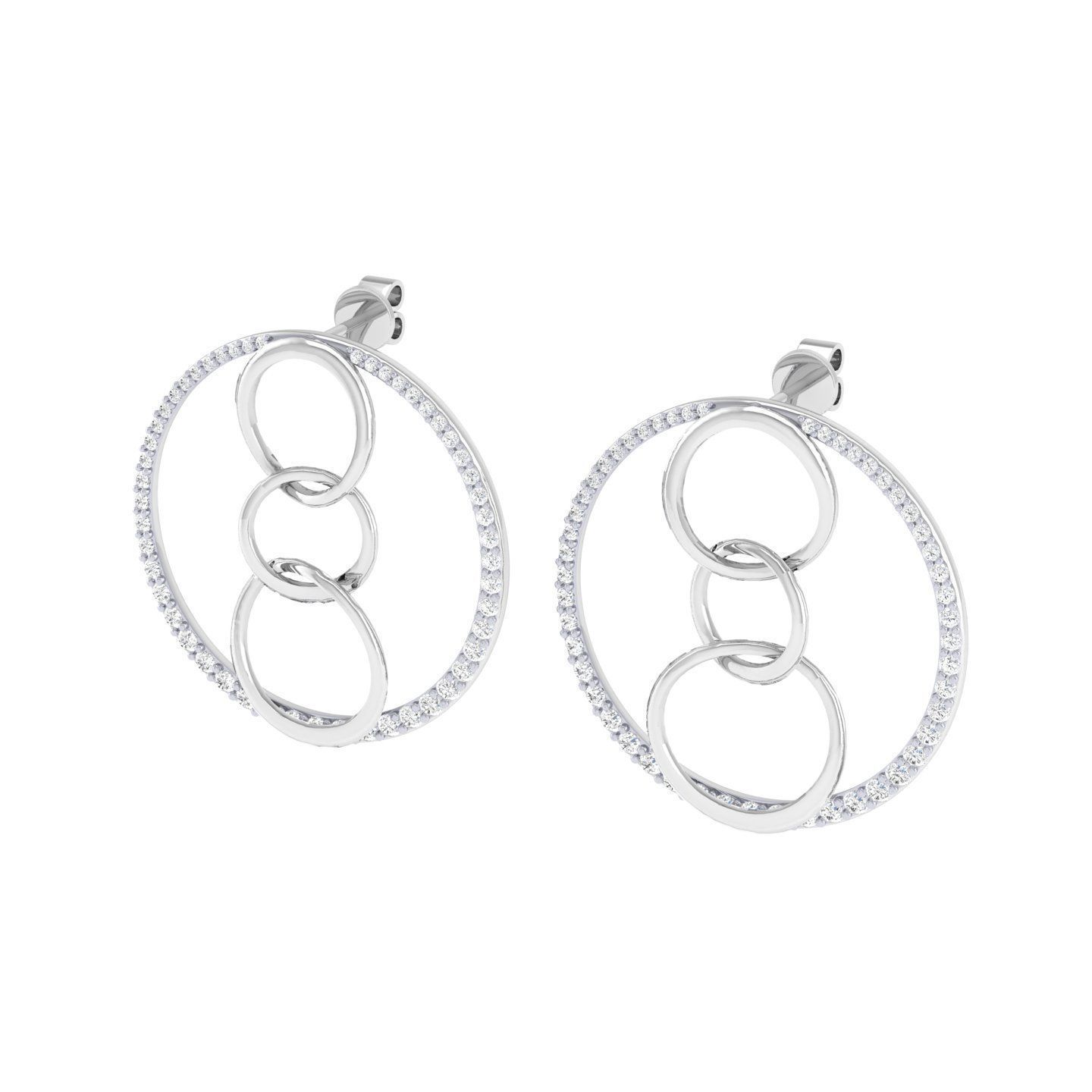 Women cuban chain Earrings 3dm stl render detail 3D print model_5