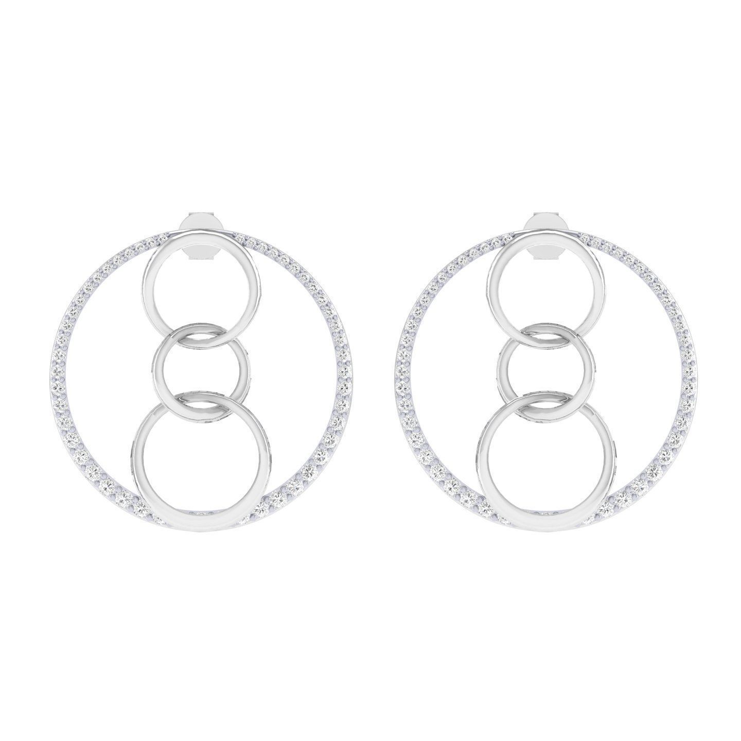 Women cuban chain Earrings 3dm stl render detail 3D print model_3