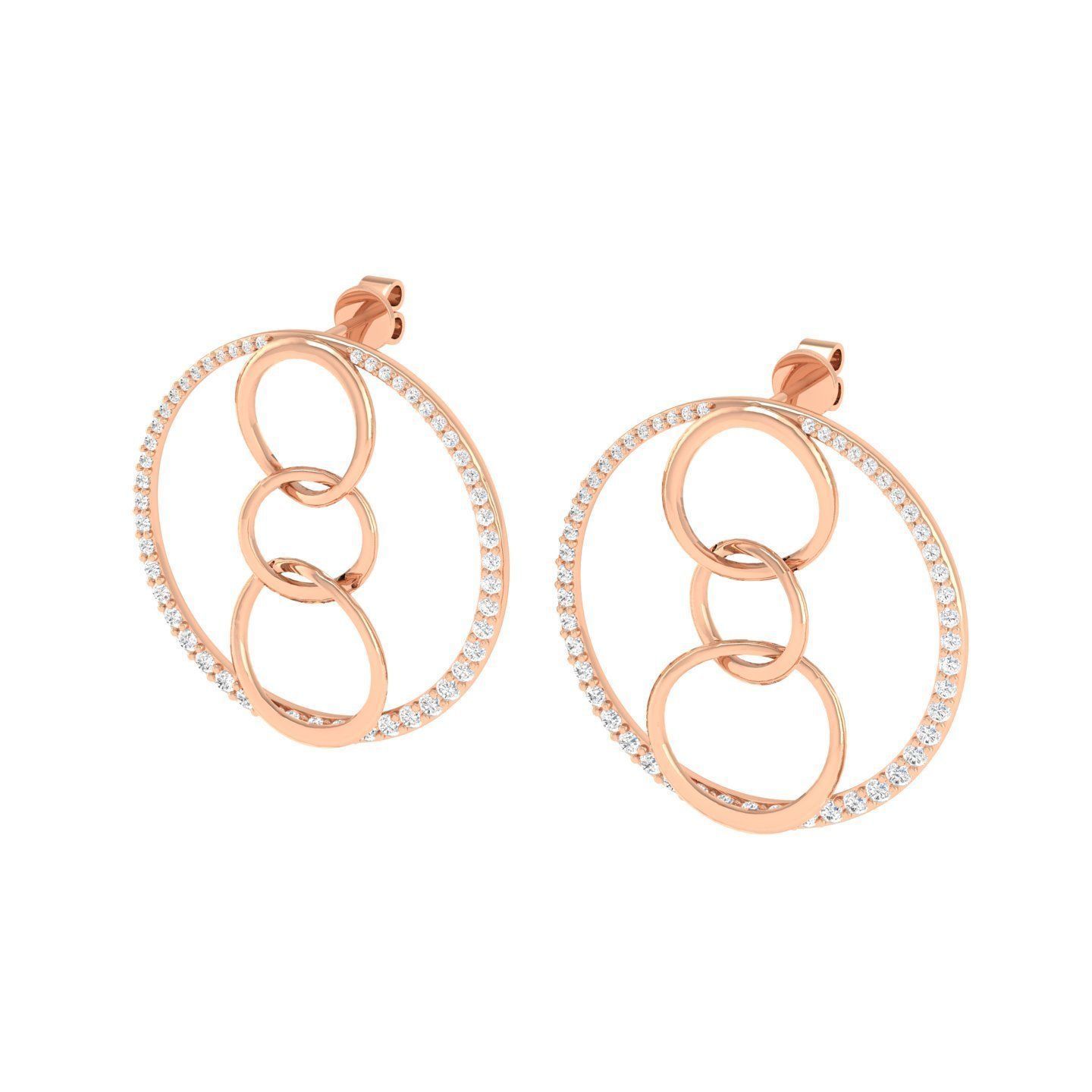 Women cuban chain Earrings 3dm stl render detail 3D print model_2