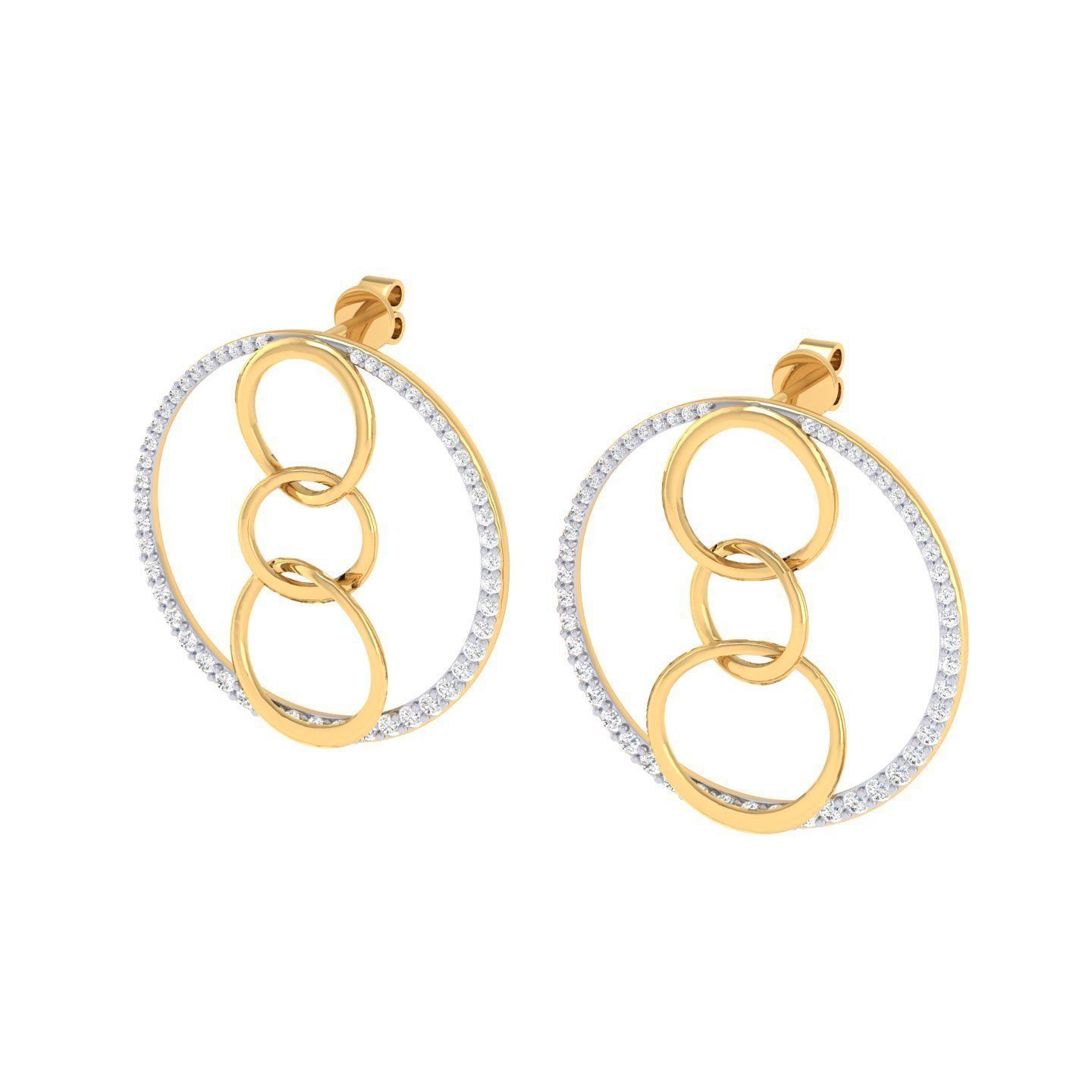 Women cuban chain Earrings 3dm stl render detail 3D print model_8