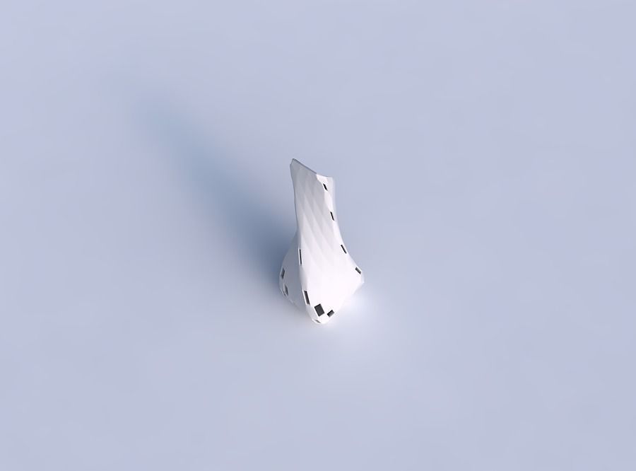 Vase twisted top bent rectangle 2 with checker grid lattice 3 3D print model_1