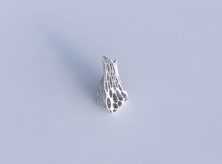 Vase twisted top bent rectangle 2 with cracked organic lattice 3D print model_1