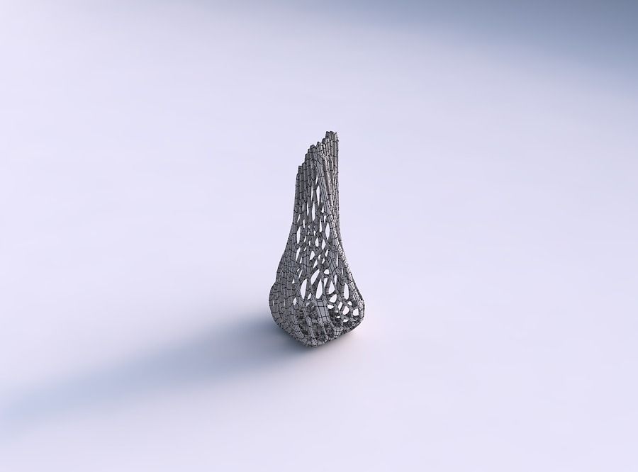 Vase twisted top bent rectangle 2 with cracked organic lattice 3D print model_5