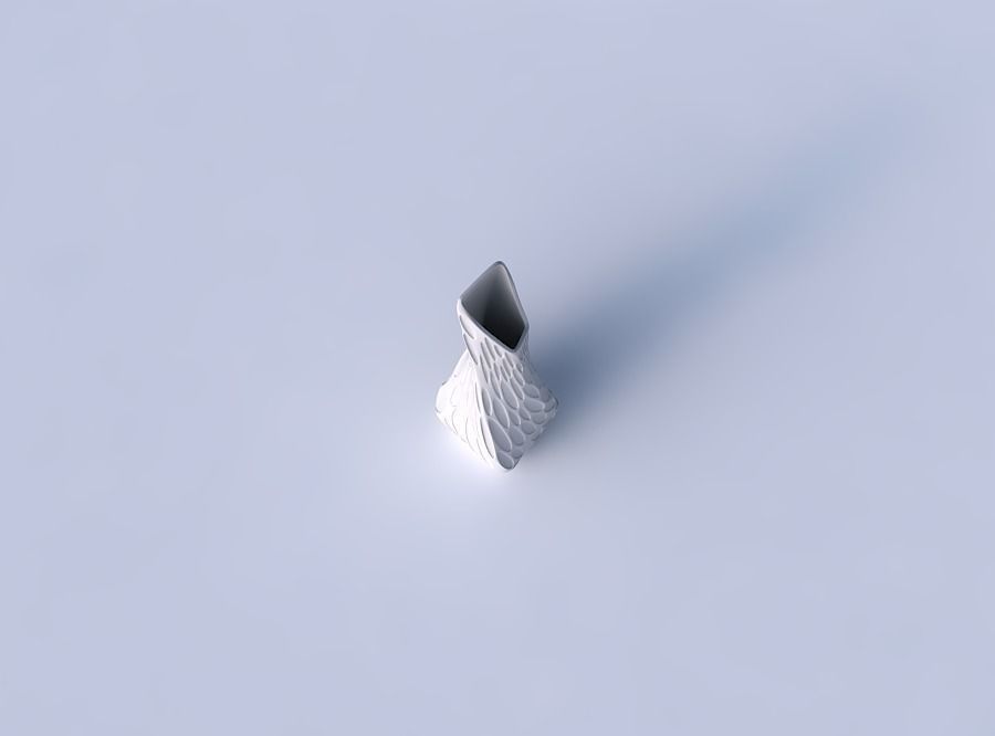 Vase twisted top bent rectangle 2 with bubbles 3D print model_2