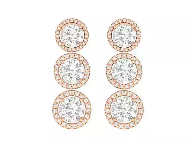 Women Solitaire Earrings 3dm stl render detail