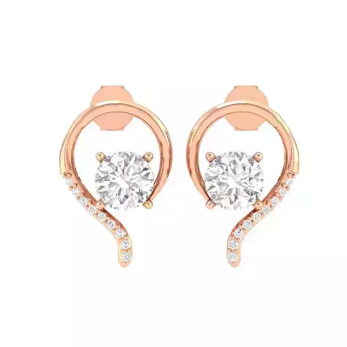Women Solitaire Earrings 3dm stl render detail