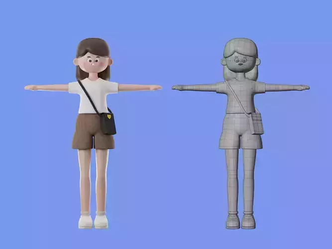 3d character casual young woman 
