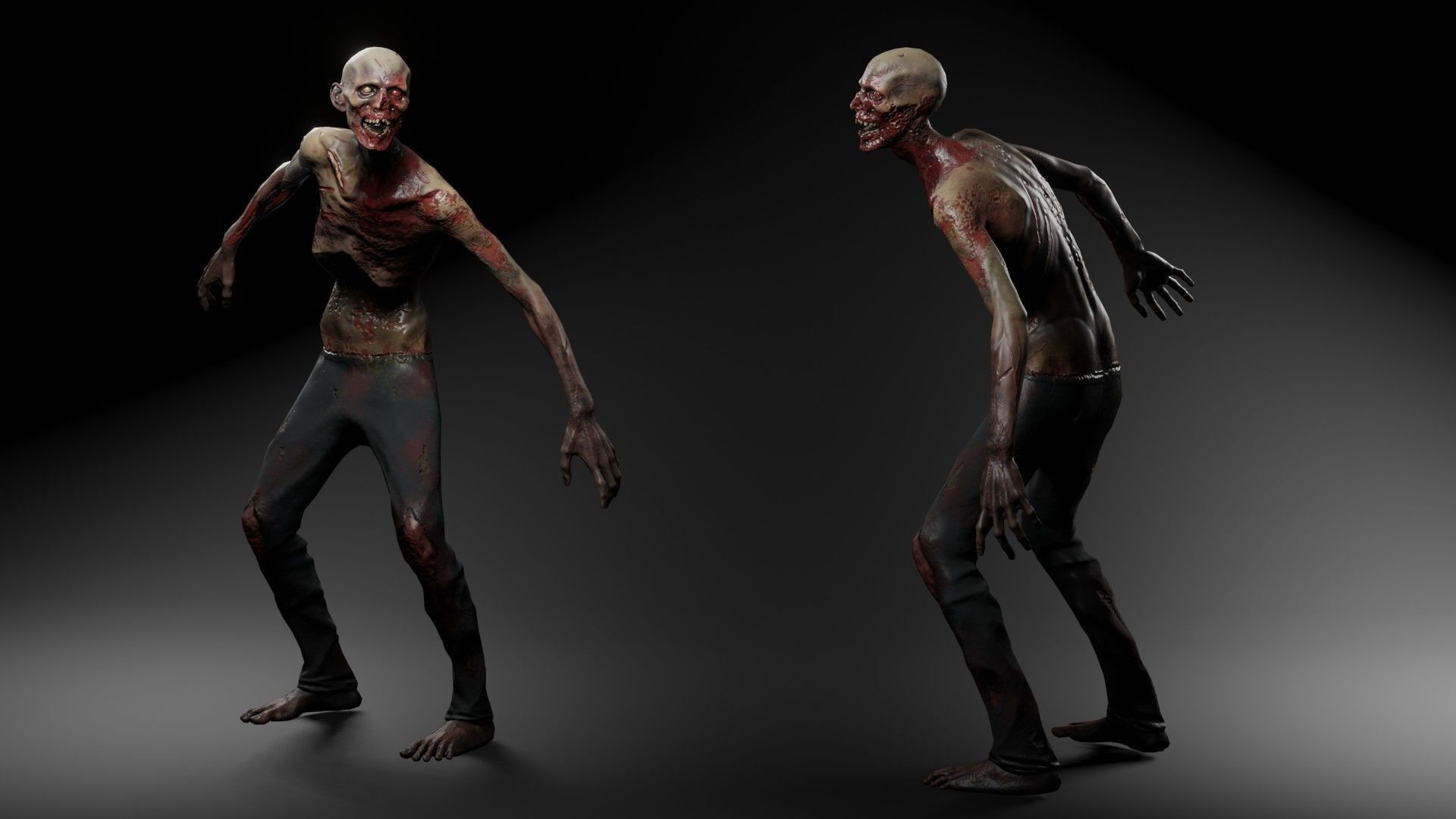 Zombie Damaged Low-poly 3D model_5