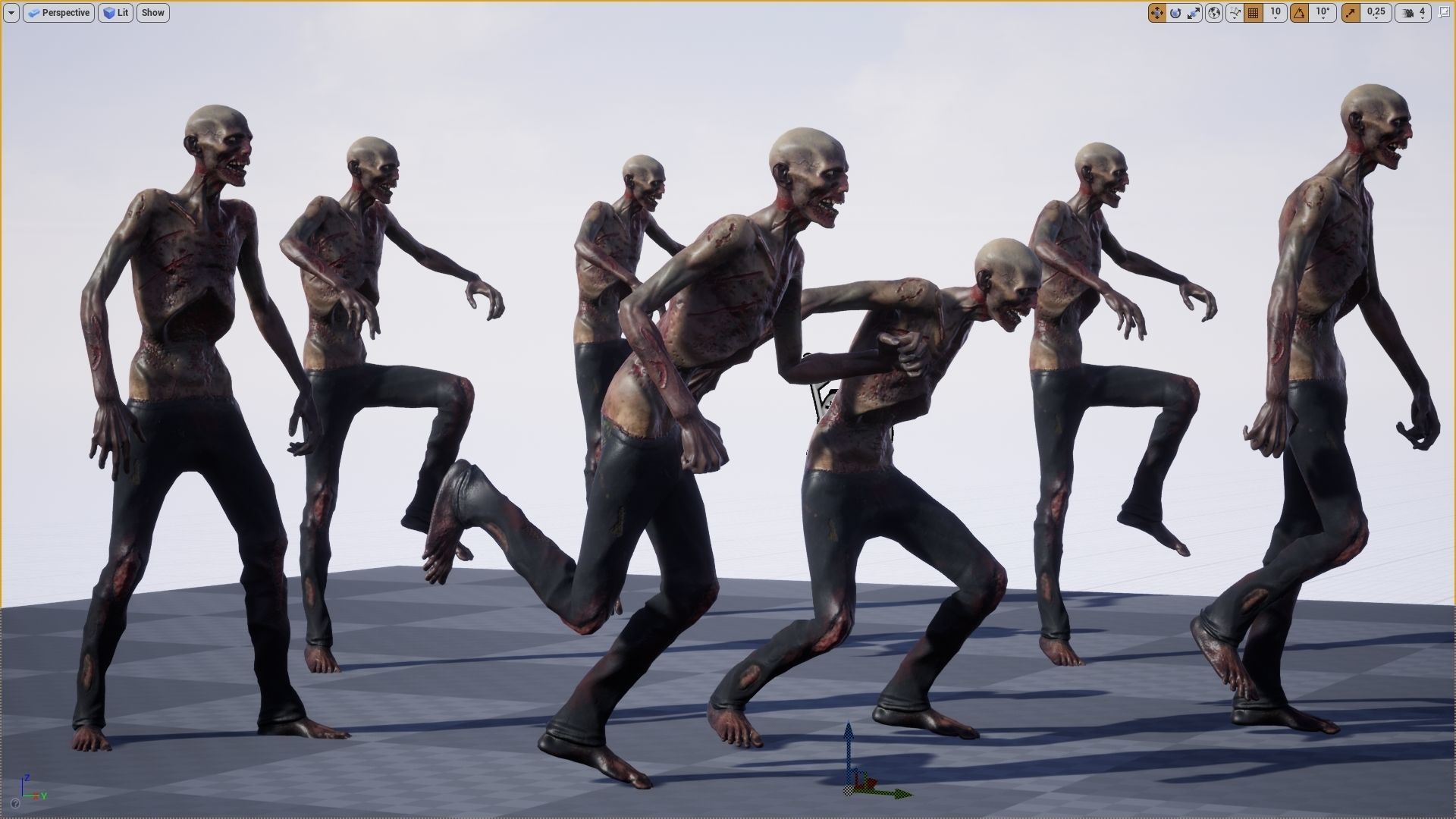 Zombie Damaged Low-poly 3D model_15