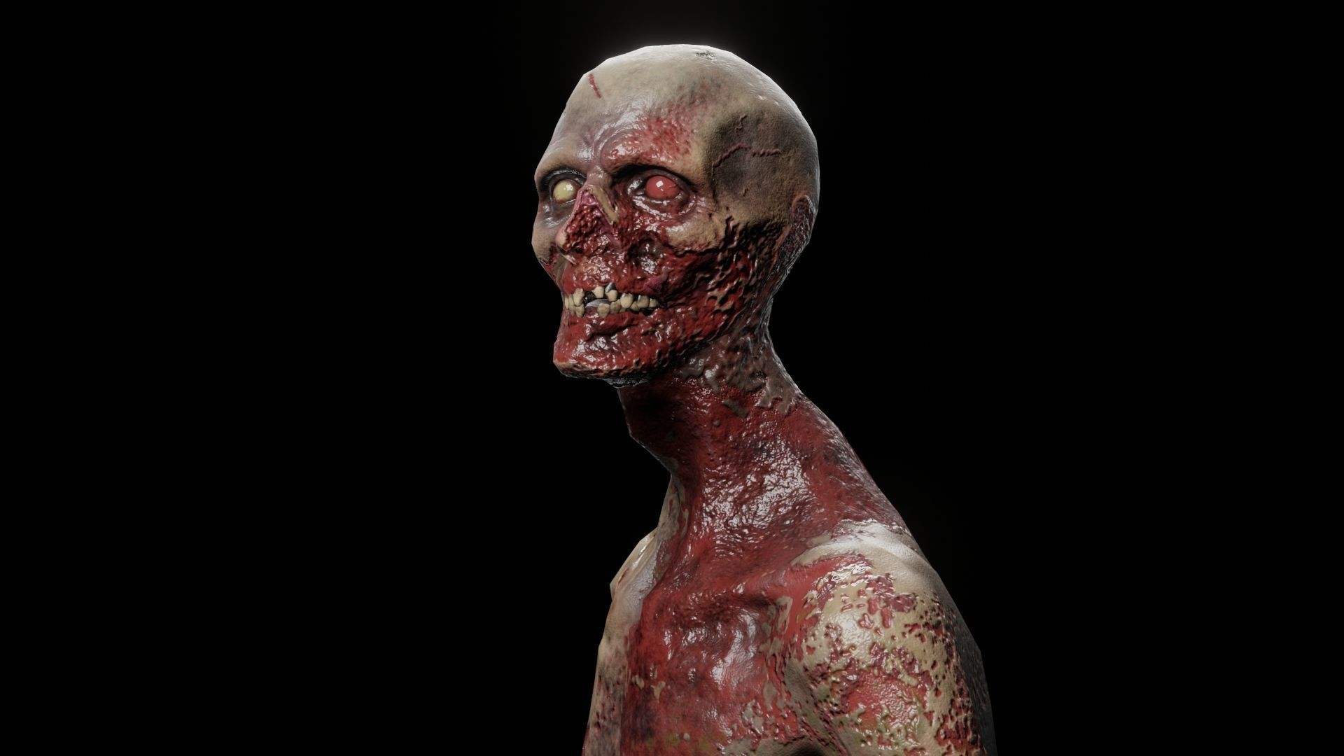 Zombie Damaged Low-poly 3D model_2