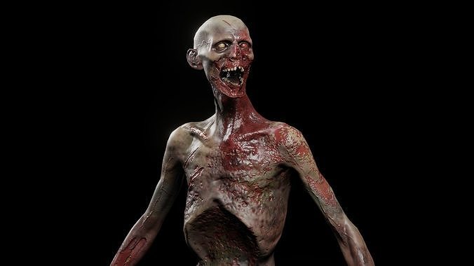 Zombie Damaged Low-poly 3D model