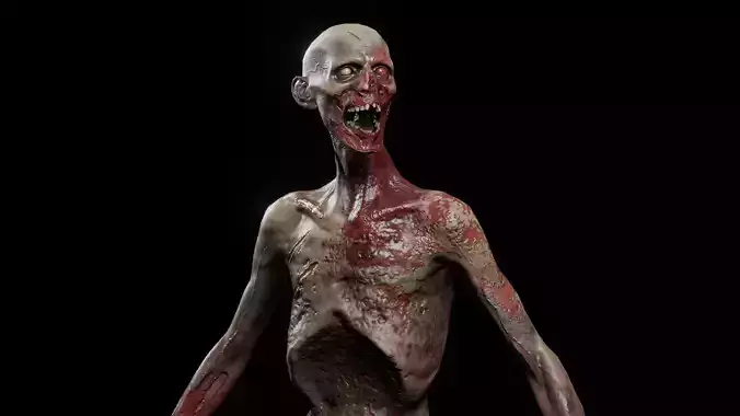 Zombie Damaged Low-poly 3D model