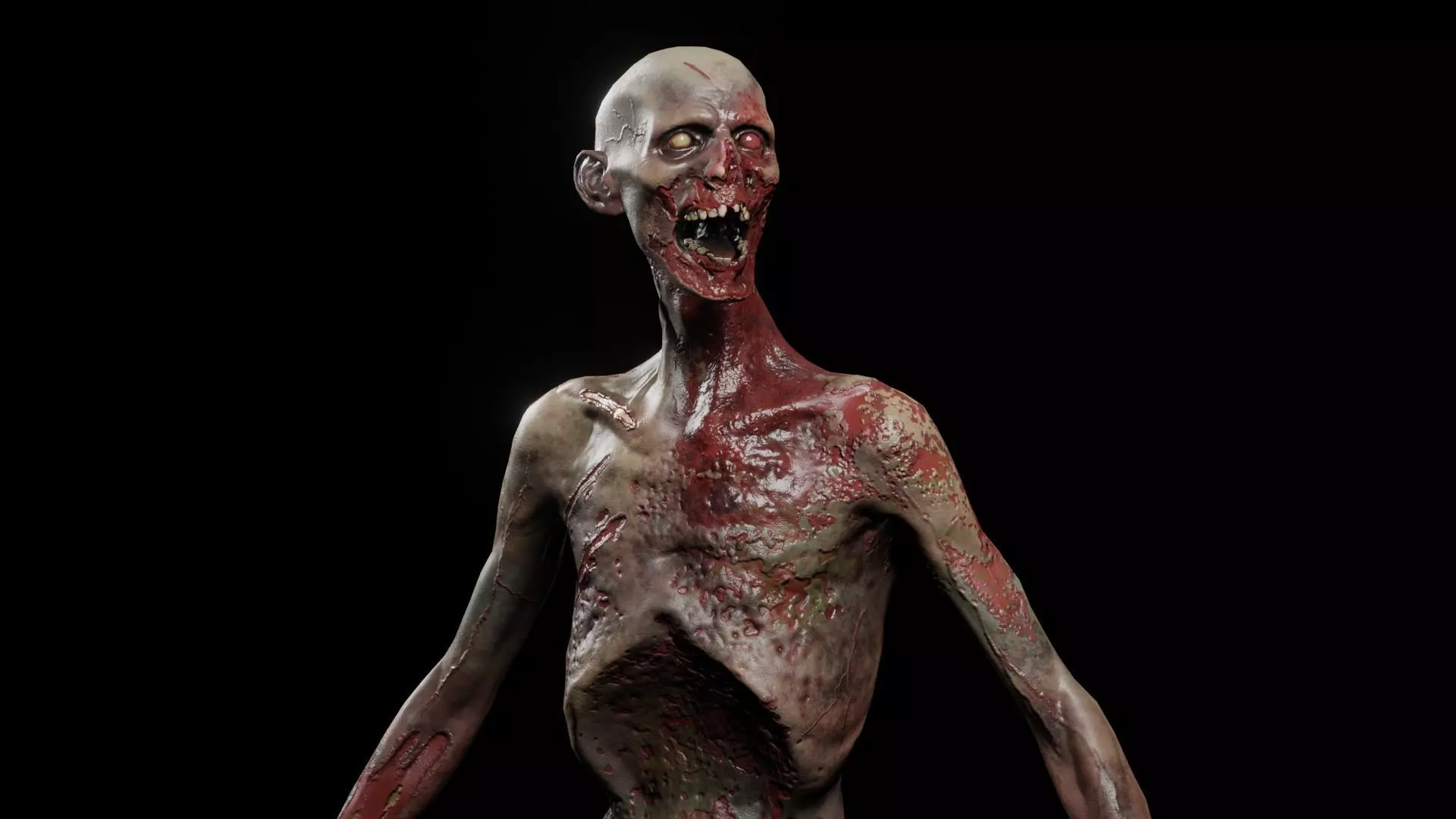 Zombie Damaged Low-poly 3D model_0