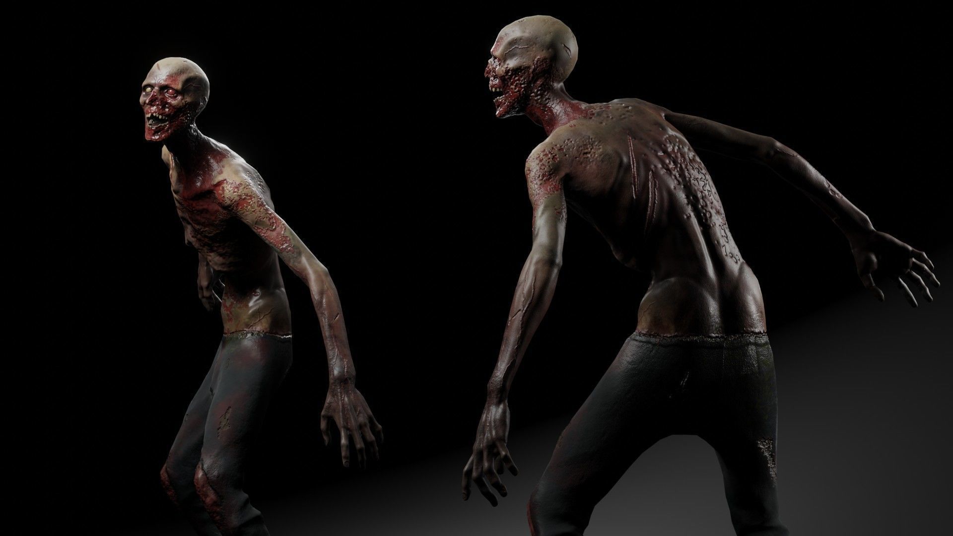 Zombie Damaged Low-poly 3D model_6