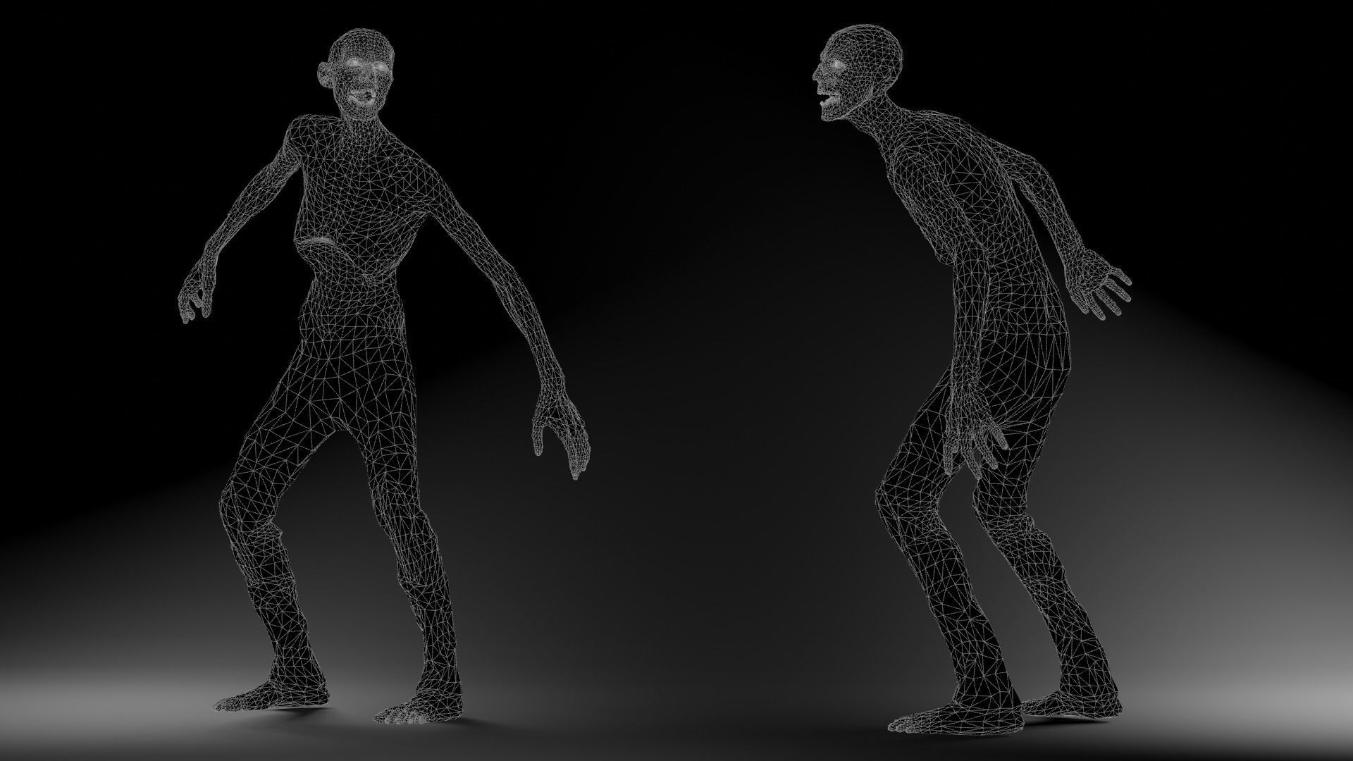 Zombie Damaged Low-poly 3D model_7