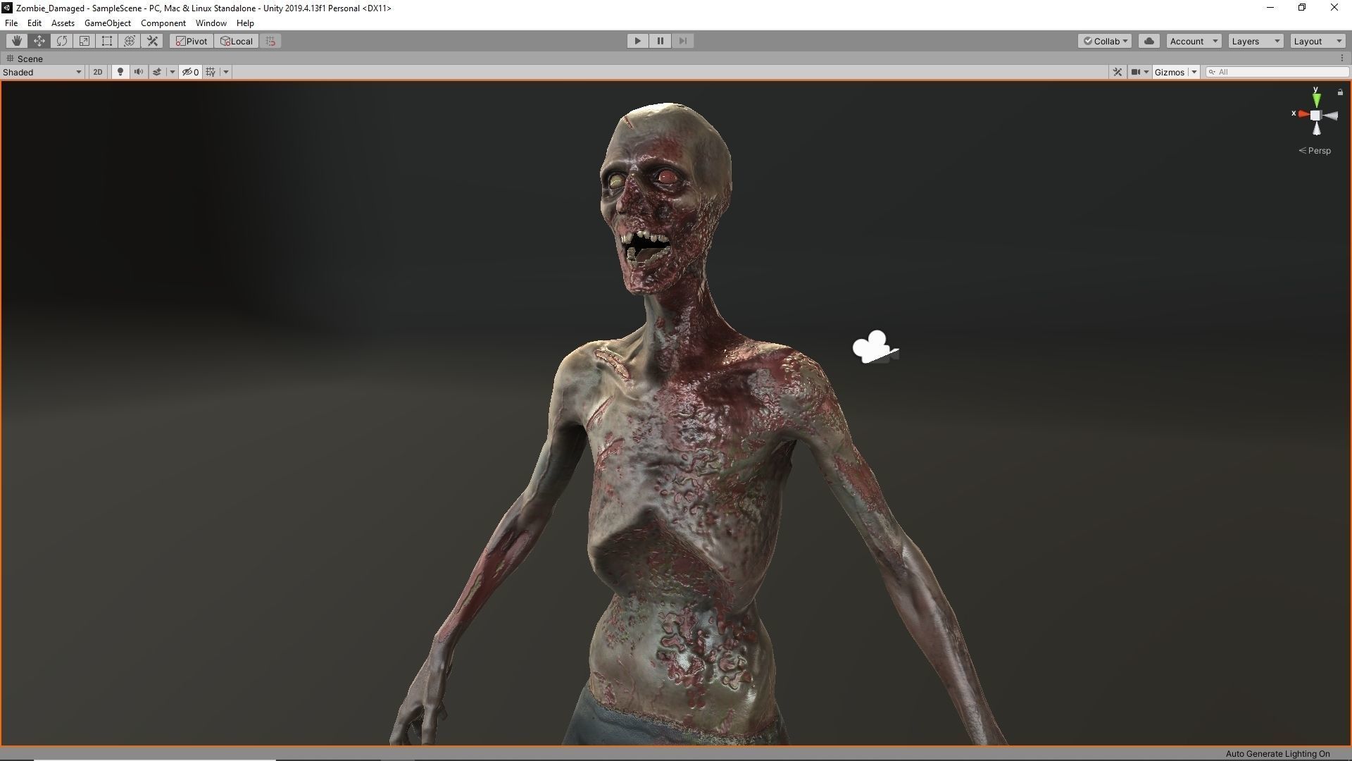 Zombie Damaged Low-poly 3D model_14