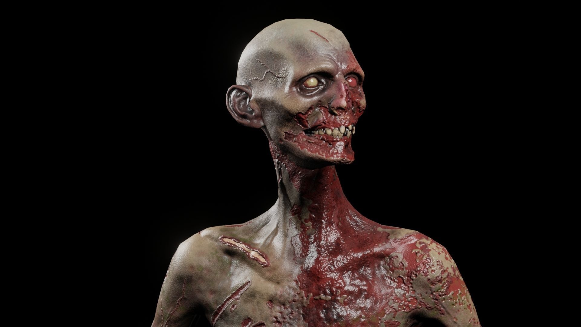 Zombie Damaged Low-poly 3D model_3