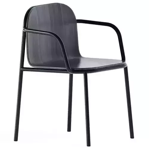 Wooden Shell Armrest Chair by Annud