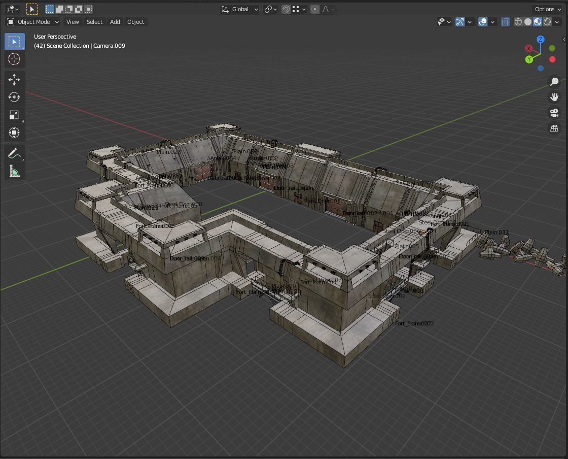 Future Fort Bunker Dystopian Military Outpost Kitbash 3D model_7