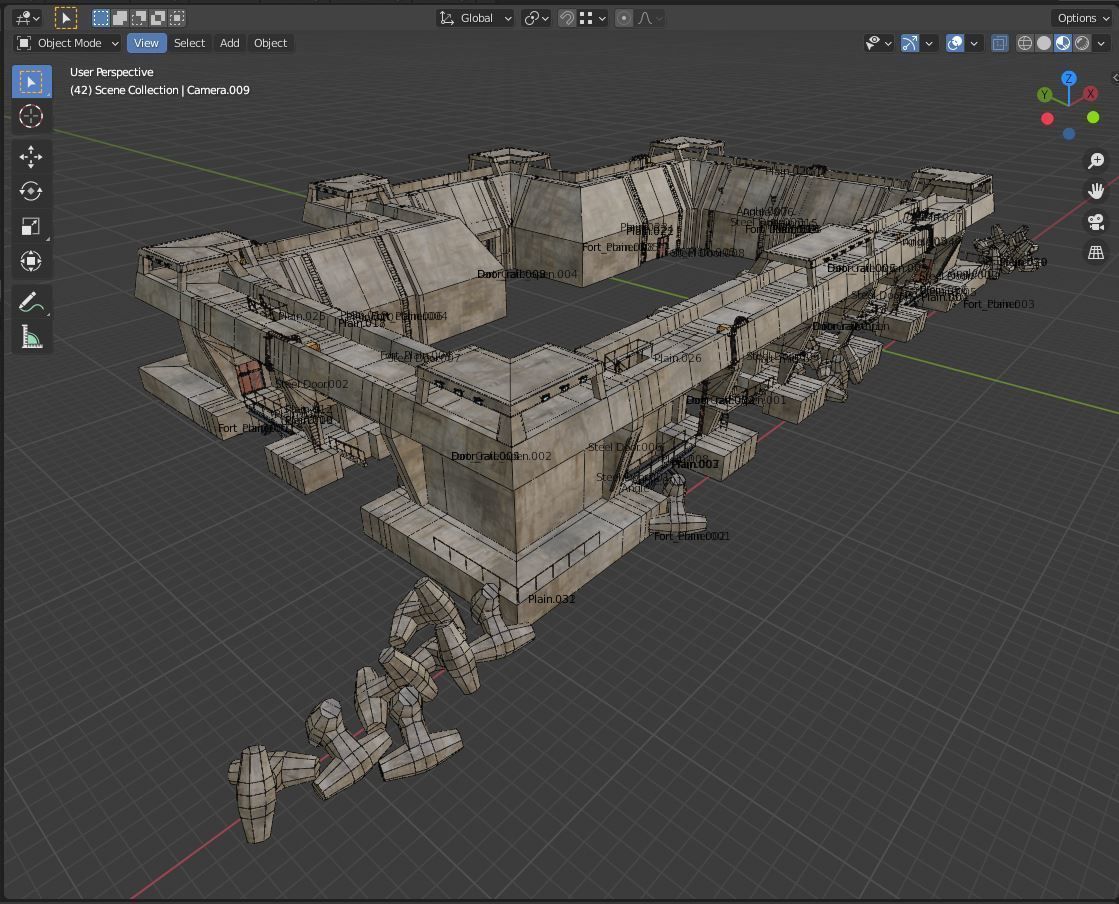 Future Fort Bunker Dystopian Military Outpost Kitbash 3D model_4