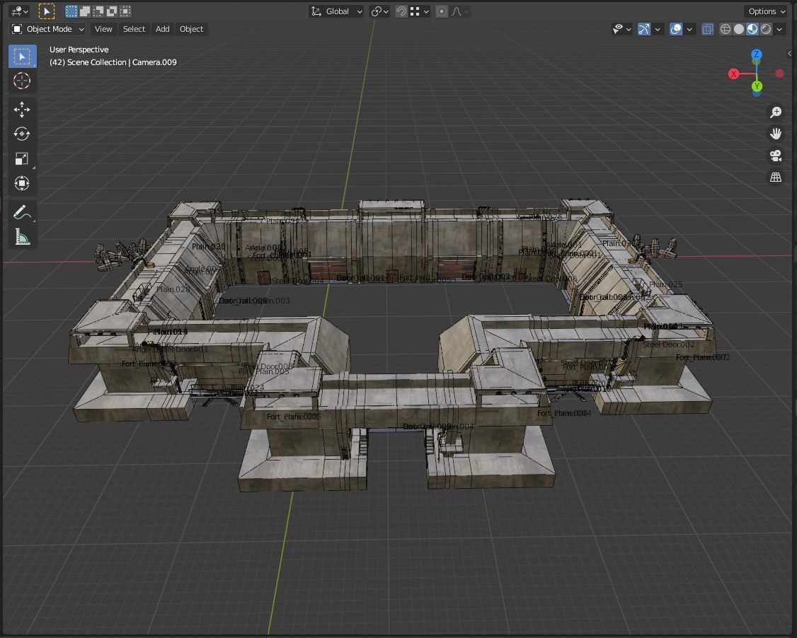 Future Fort Bunker Dystopian Military Outpost Kitbash 3D model_5