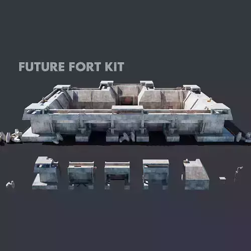 Future Fort Bunker Dystopian Military Outpost Kitbash 3D model