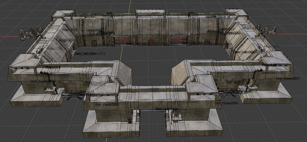Future Fort Bunker Dystopian Military Outpost Kitbash 3D model_6