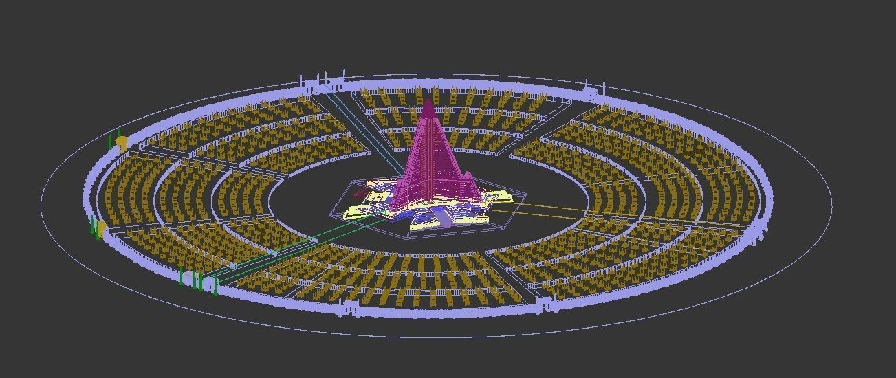 Realistic low poly Music Festival -social distancing Concept Low-poly 3D model_8