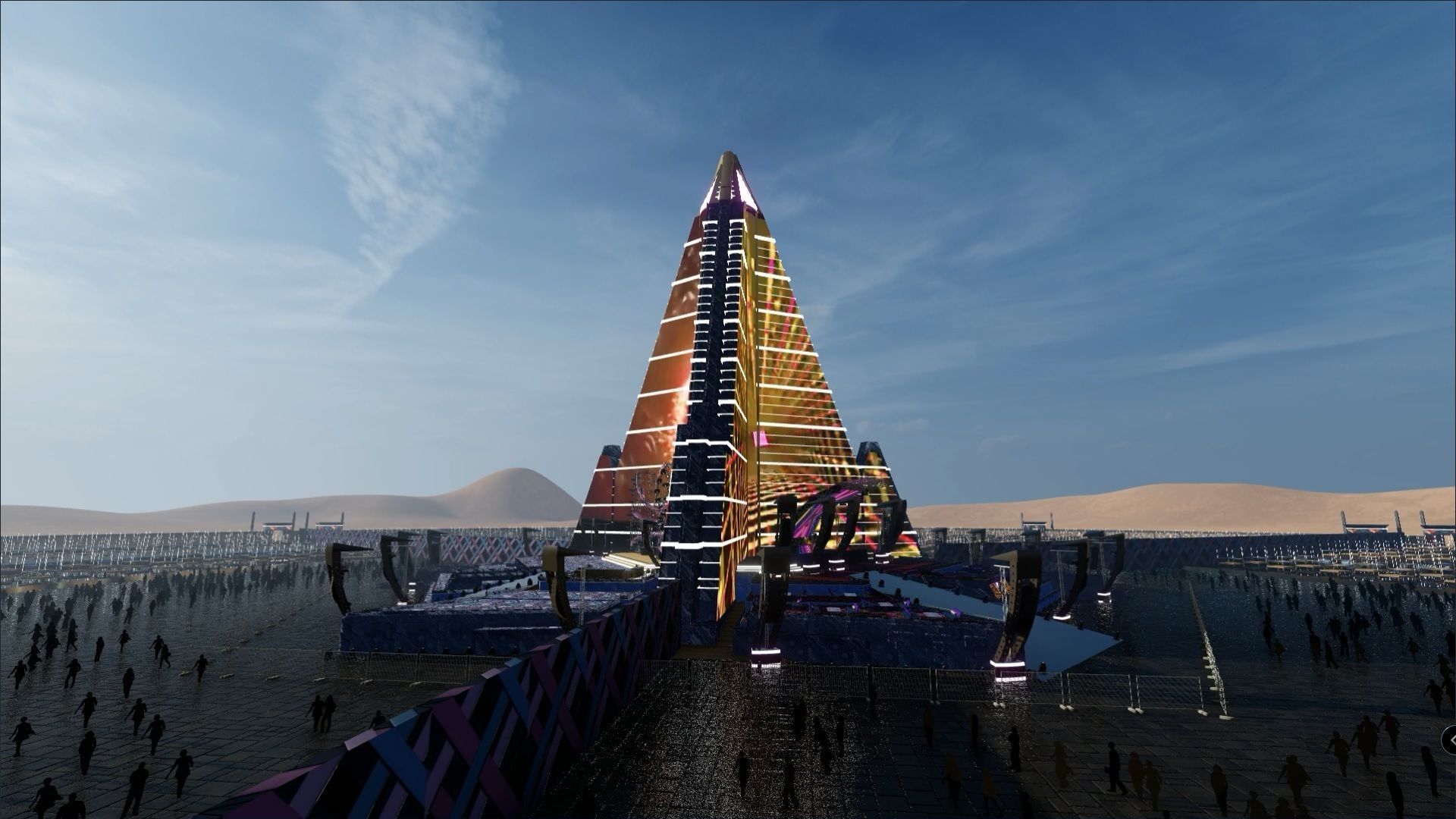 Realistic low poly Music Festival -social distancing Concept Low-poly 3D model_1