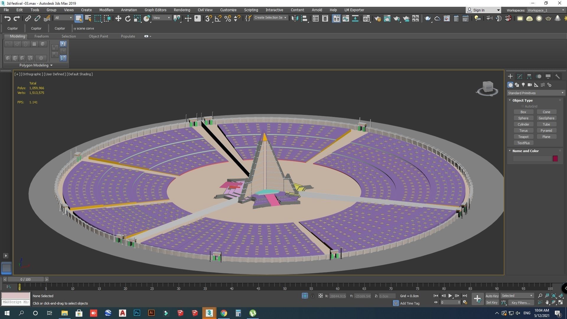 Realistic low poly Music Festival -social distancing Concept Low-poly 3D model_6