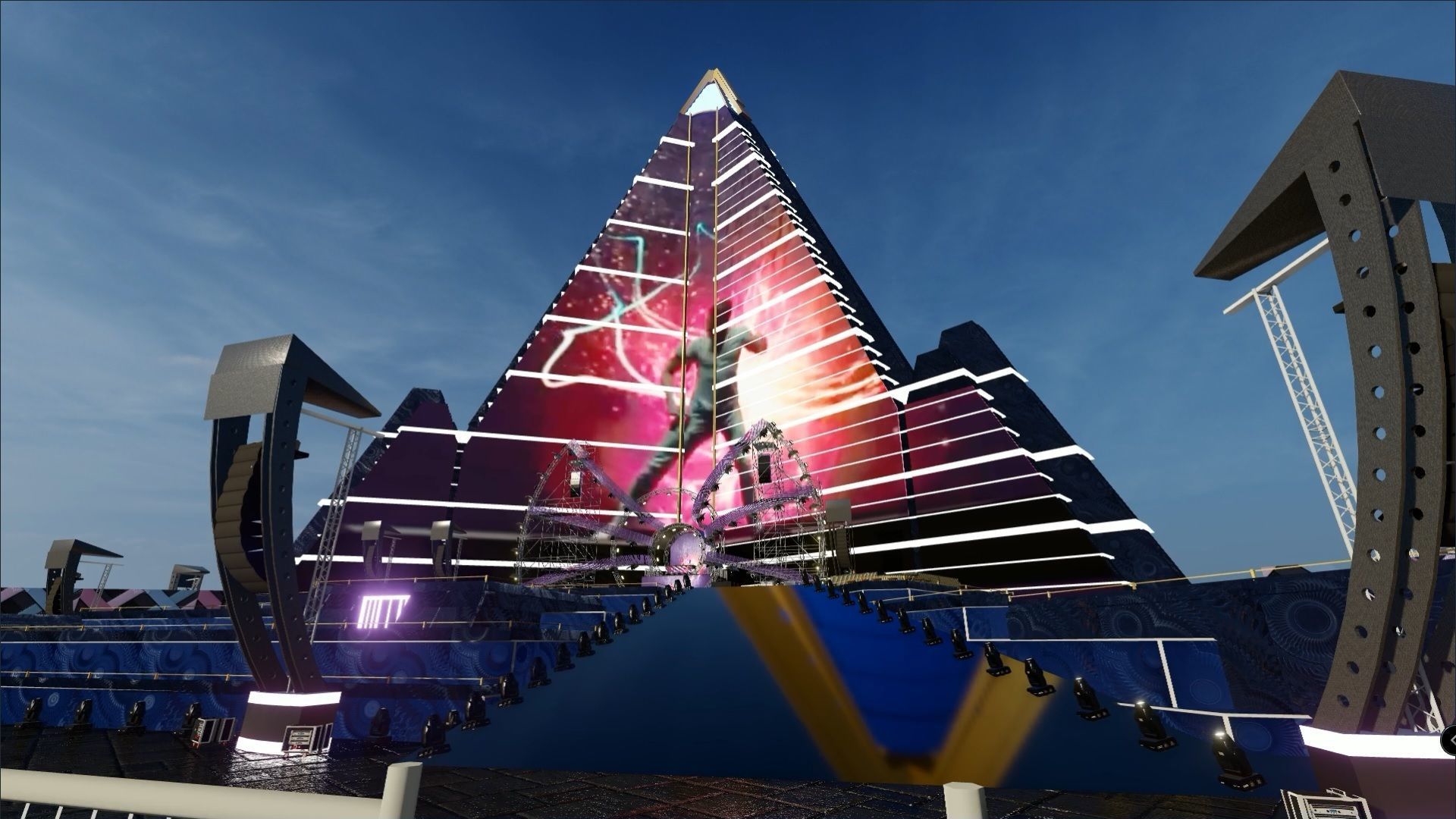 Realistic low poly Music Festival -social distancing Concept Low-poly 3D model_5