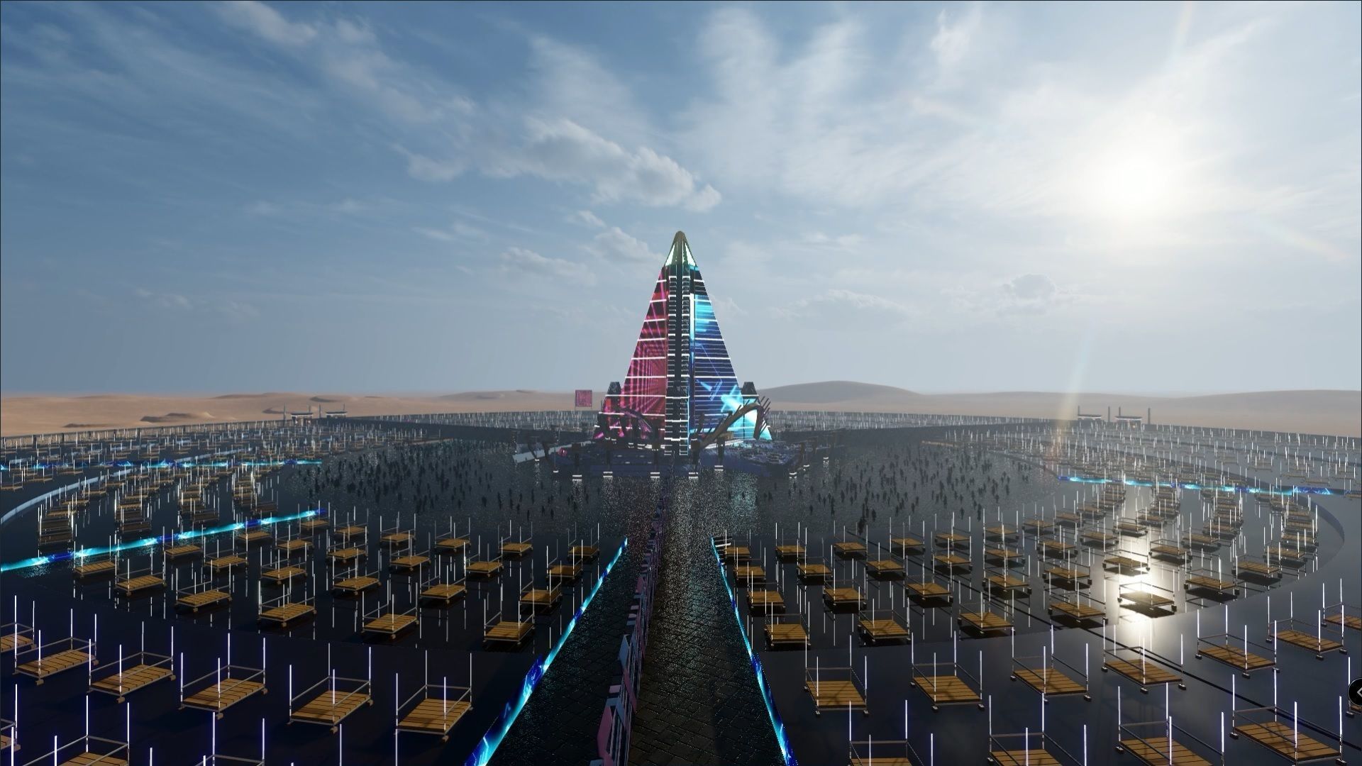 Realistic low poly Music Festival -social distancing Concept Low-poly 3D model_4