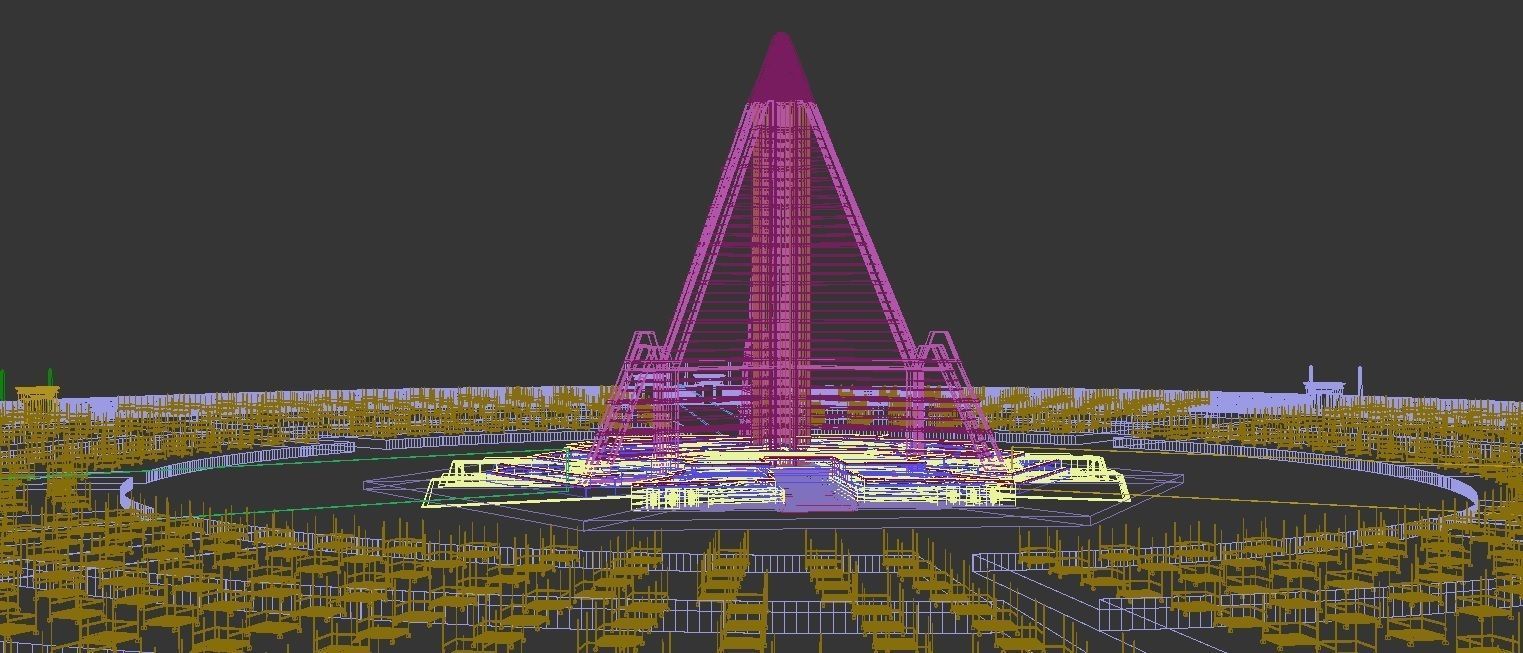 Realistic low poly Music Festival -social distancing Concept Low-poly 3D model_9