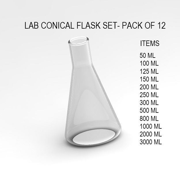 Laboratory Conical Flask Pack 3D print model_1