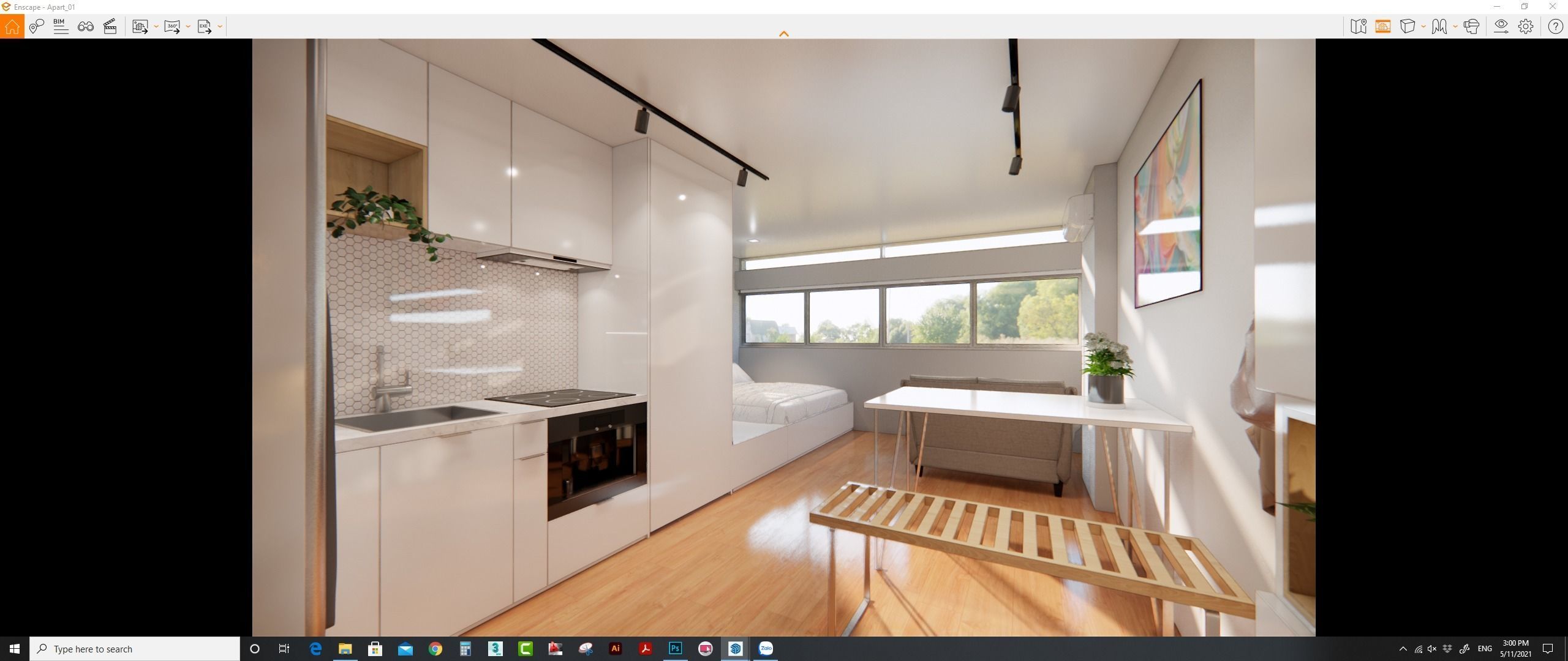 Sketchup Interior Design 1  Enscape 3 Rendering 3D model_17