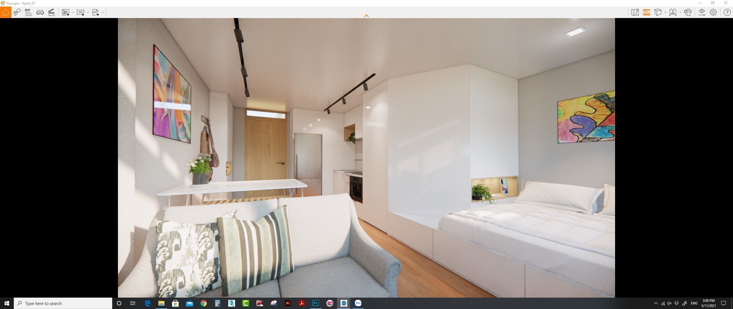 Sketchup Interior Design 1  Enscape 3 Rendering 3D model_16