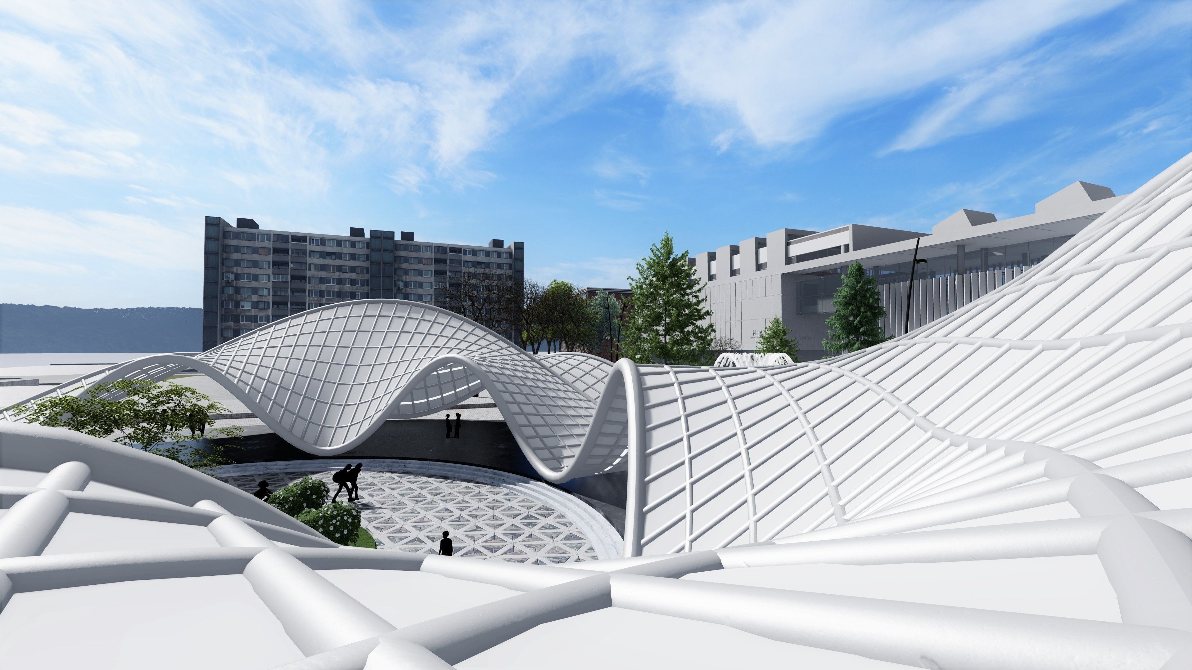 Parametric Pavilion Shade Structure Architecture 3D model_5